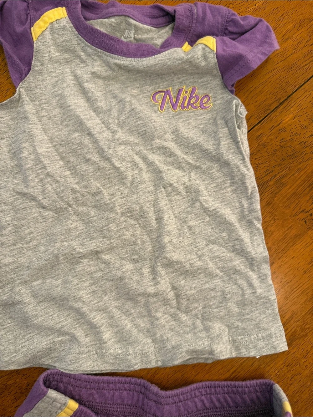Nike Girls Purple, Gray & Yellow Athletic Two-Piece Set 4T